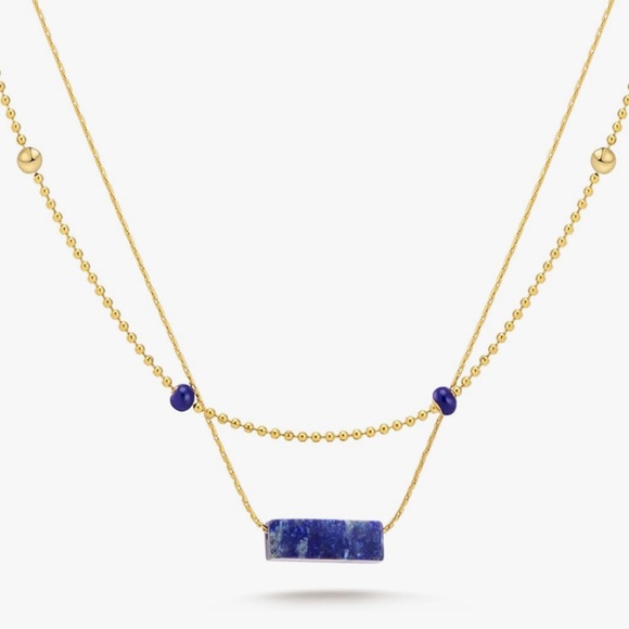 NEW 14K Gold Plated Natural Stone Pendant Necklace